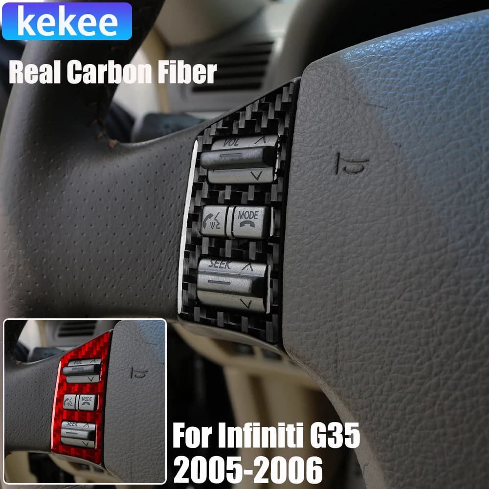 Real Carbon Fiber Accessories Auto Flying Button Trim Decorative Cover For Infiniti G35 V35 CV35 2005-2006
