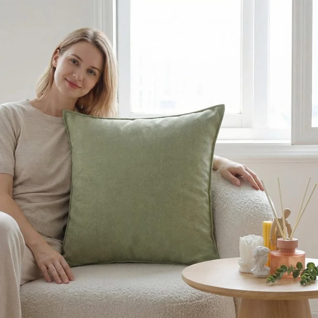 Fodera per cuscino verde Matcha, stile pastorale nordamericano, per divano, soggiorno, sedia a baia, con imbottitura