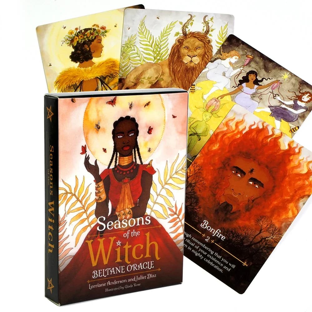 Mazzo di tarocchi di Seasons Of The Witch Beltane Oracle 44 con bordo dorato