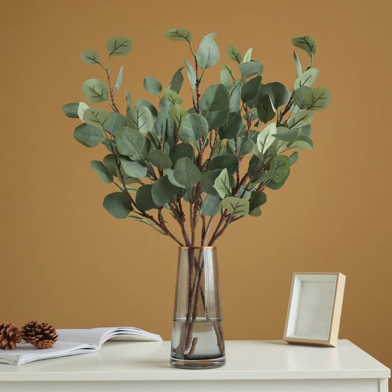 1 pcs, simulated green plants, eucalyptus leaves, floral arrangements accessories, home decoration plants, leaves, artificial flowers
