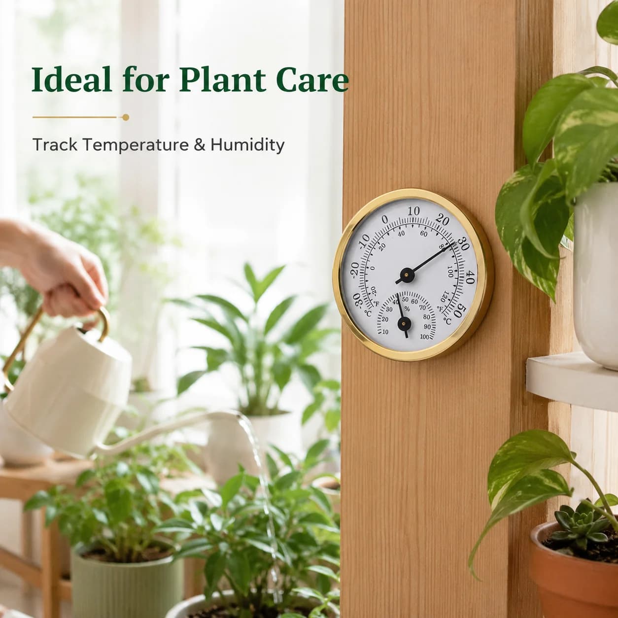Wall Mounted Mini Thermometer Hygrometer Mechanical Analog Temperature Humidity Gauge for Home Office Bedroom Greenhouse Room