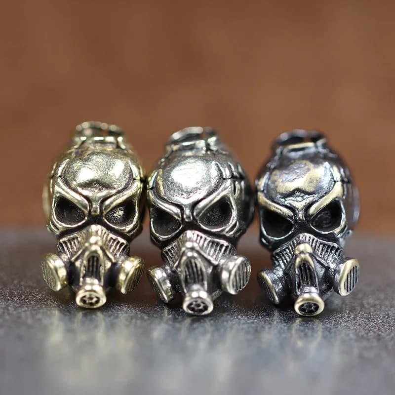Biochemical skull head brass knife Vintage Punk antigas mask face skeleton EDC Paracord keychain DIY accessories pendant gifts