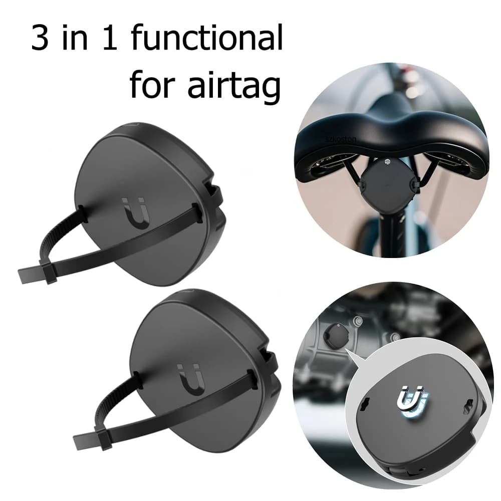 2/1 pezzi per custodia adesiva magnetica Airtag copertura protettiva nera nascosta con supporto per fascette per cavi localizzatore di nastri per auto bici