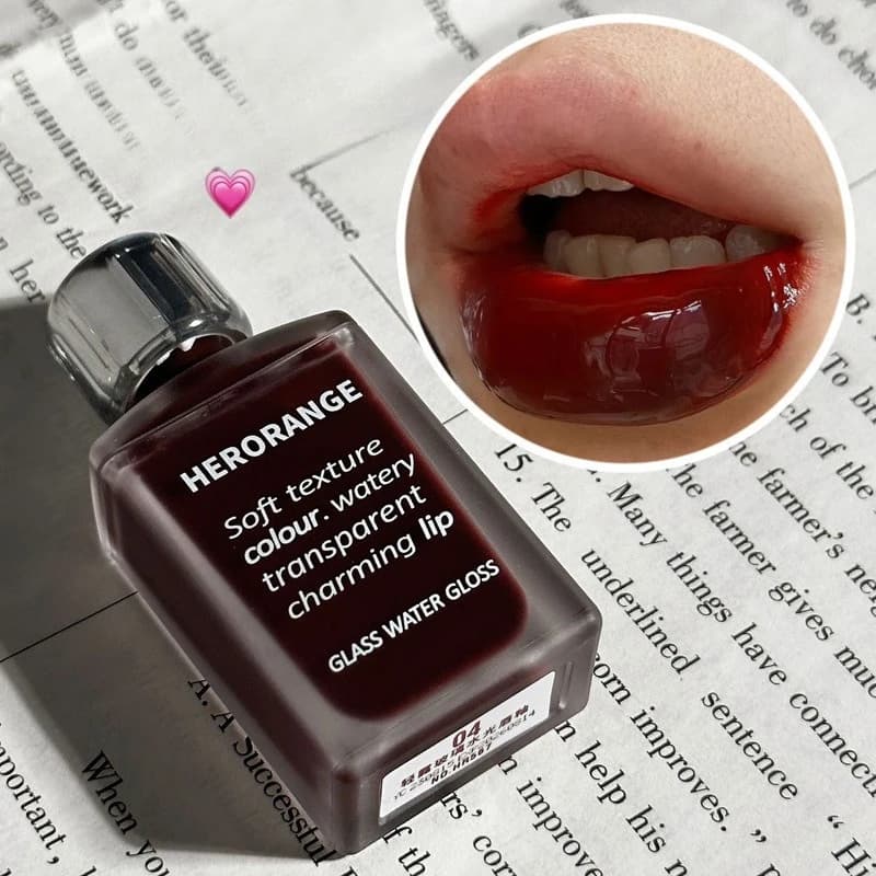 Lucidalabbra rosso Specchio nero Acqua leggera Smalto labbra Vetro gelatinoso Labbra carnose Non facile da attaccare alla tazza Trucco a lunga durata