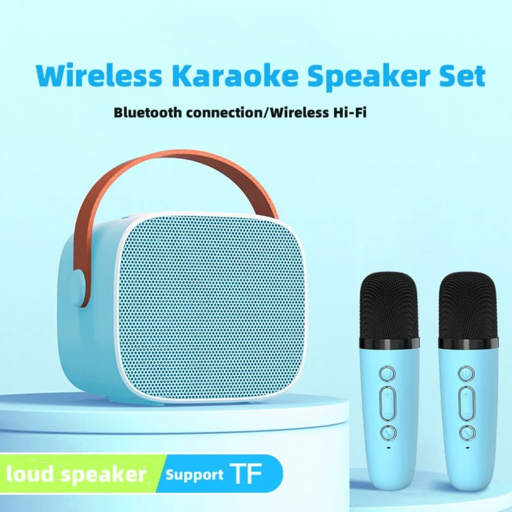 Mini Karaoke Machine altoparlante compatibile con Bluetooth 1-2 microfono Wireless Set di altoparlanti per Karaoke lettore musicale per la casa delle feste