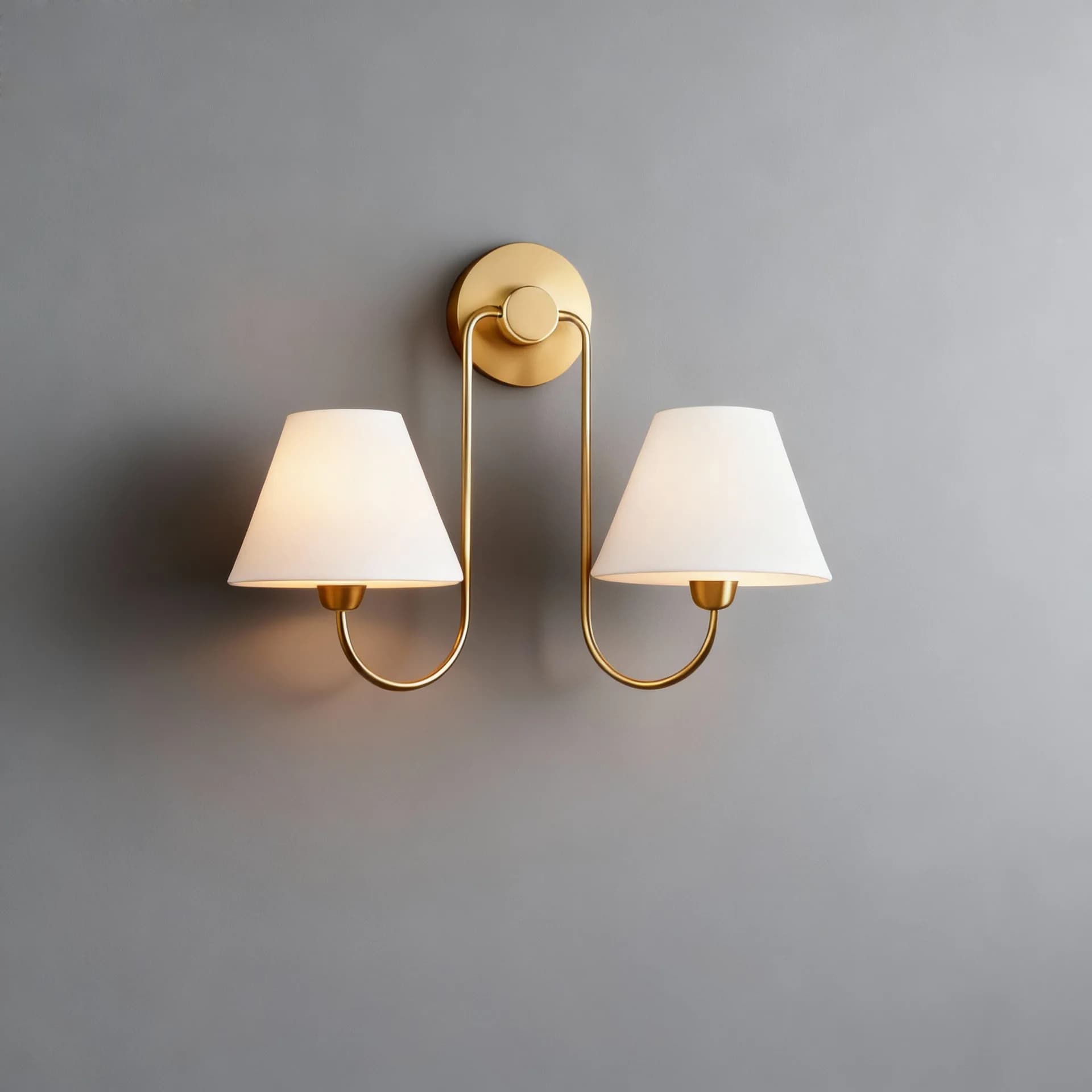 Lampada da parete coperta in tessuto bianco ottone americano Lampada da parete a doppia testa a LED soggiorno sala da pranzo camera da letto hotel balcone lampade