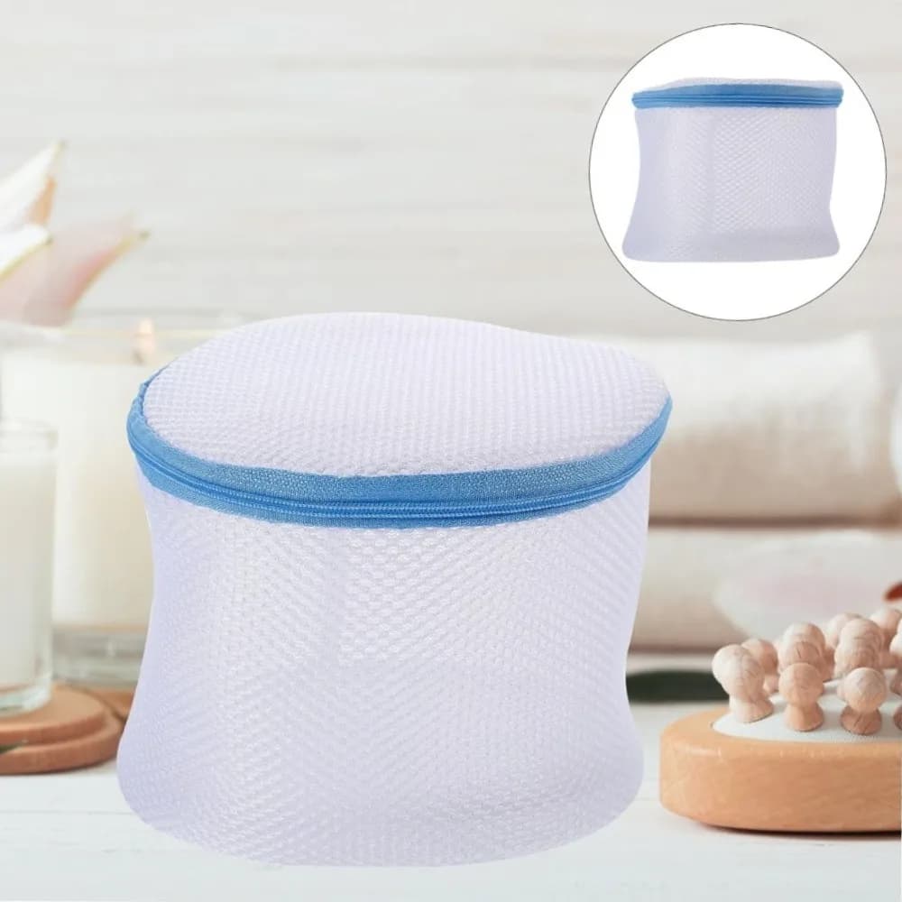 1pc Laundry Mesh Bag Layer Round Washing Bag for Panties Socks Delicate Wash Zipper Travel Organizing