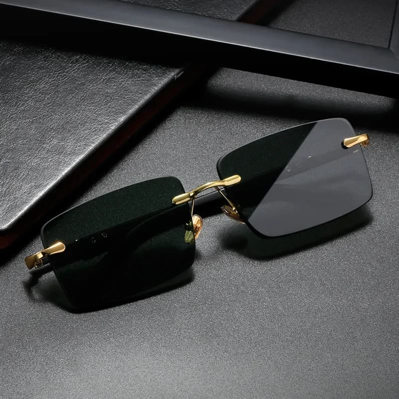 Fashion Rectangle Sunglasses Men Ladies Blue Light Blocking Eye Protection Eyewear Rimless Square Frame Sun Glasses Retro Goggle