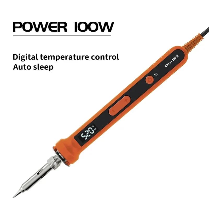 Kit Saldatore Elettrico Digitale 100W 220V con Temperatura Regolabile, Strumento di Saldatura con Riscaldatore in Ceramica e Punte per Rilavorazione