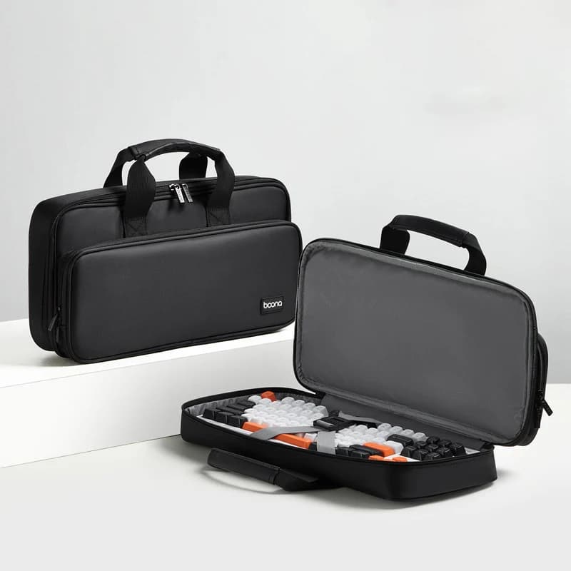 BOONA Dual Mechanical Keyboard Storage Bag Portable Protective Bag for 82 98 108 Key Keyboard Organizer Mouse Power Bank Storage