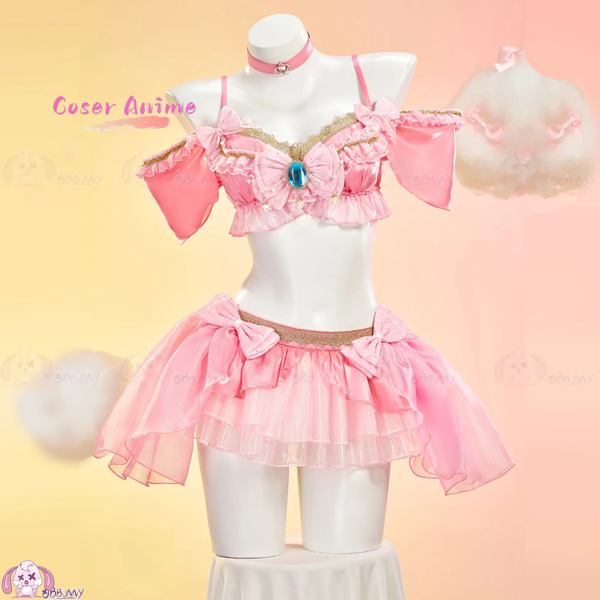Sweet Peach Idol Mini Skirt Set, Peach Princess Doujin Cosplay Music Festival Outfit