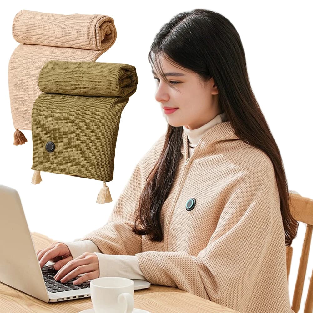 Coperta riscaldata elettrica USB indossabile 3 livelli di riscaldamento Scialle riscaldato con coperta riscaldata USB per l'home office