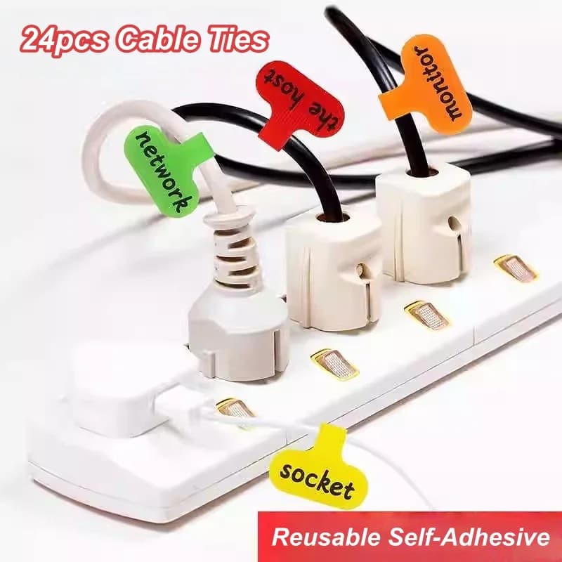 24 fascette autoadesive riutilizzabili etichette per cavi cavo dati cavo di ricarica supporto per desktop organizzatore classificazione smistamento