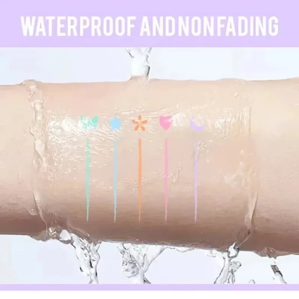 5Pc Set Waterproof Double-headed Eyeliner Stamp Pen Quick Drying Star Pattern Liquid Eyeliner Butterfly Pattern Love Pattern
