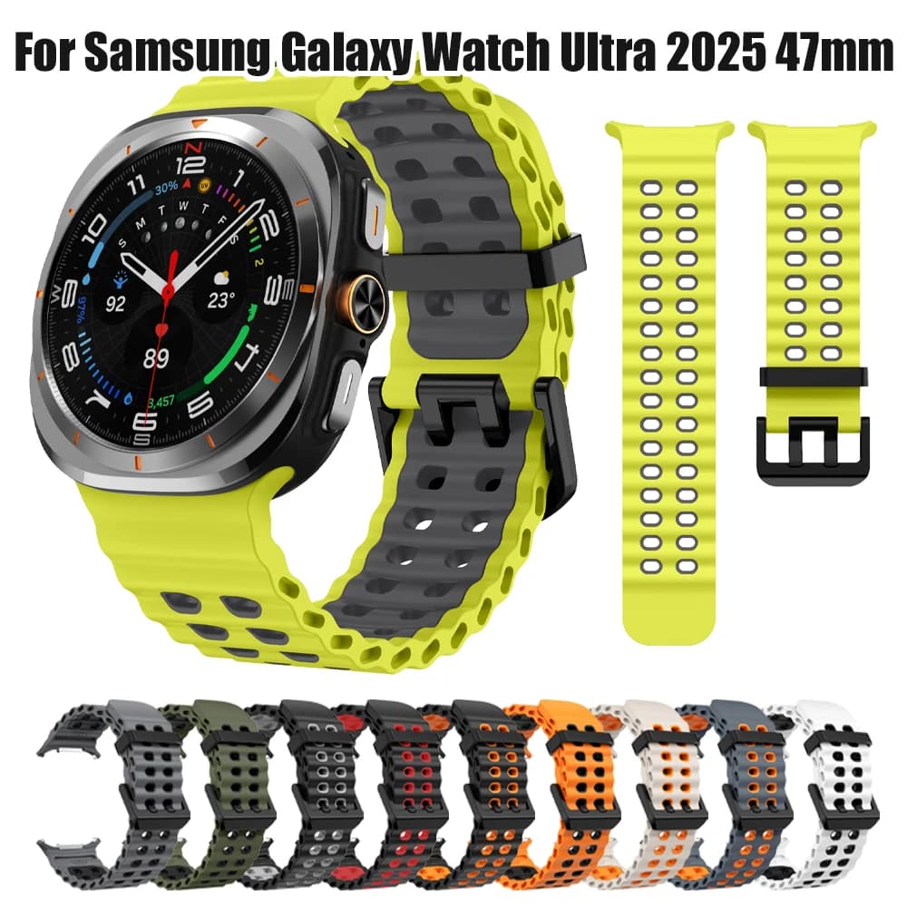 Cinturino in silicone bicolore per Samsung Galaxy Watch Ultra 2025 47mm Accessori Smartwatch per Galaxy Watch Ultra 47mm