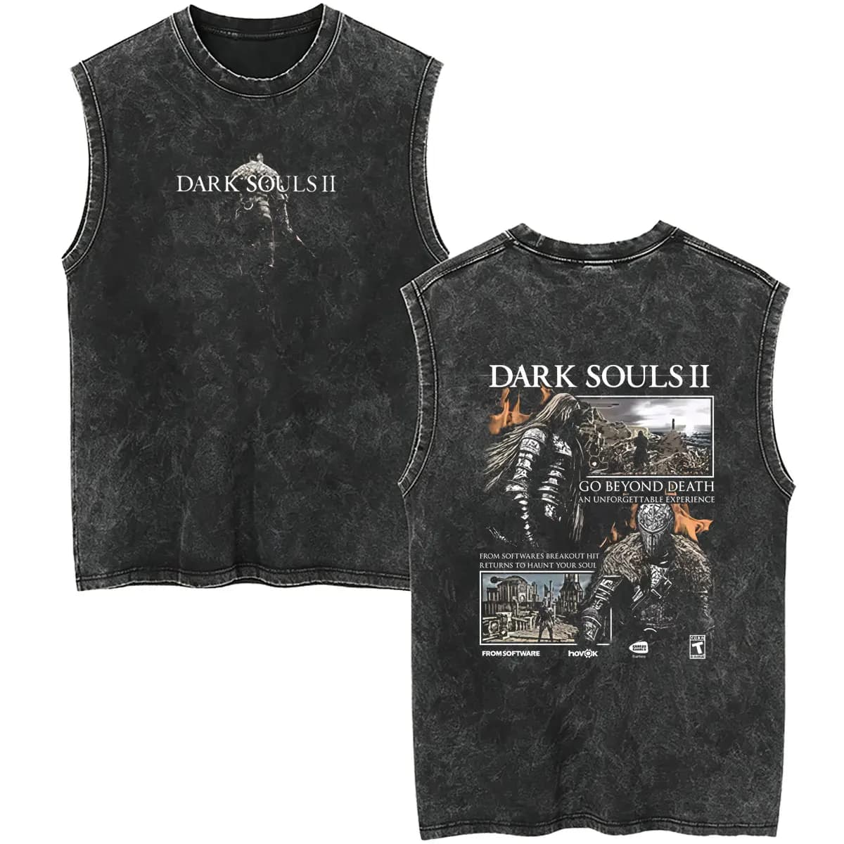 Washed Vintage Game Dark Souls Merch Tank Tops Men Women Retro Gothic Rock Sleeveless Vest Male Fashion Punk Oversized T Shirts
