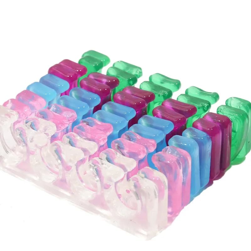 2 Pz/lotto Morbido Silicone Dito Punta Separatore 5 Colori Piedi Cura Strumenti Per Unghie Manicure Pedicure Piede Bretelle Supporto Assistente Smalto