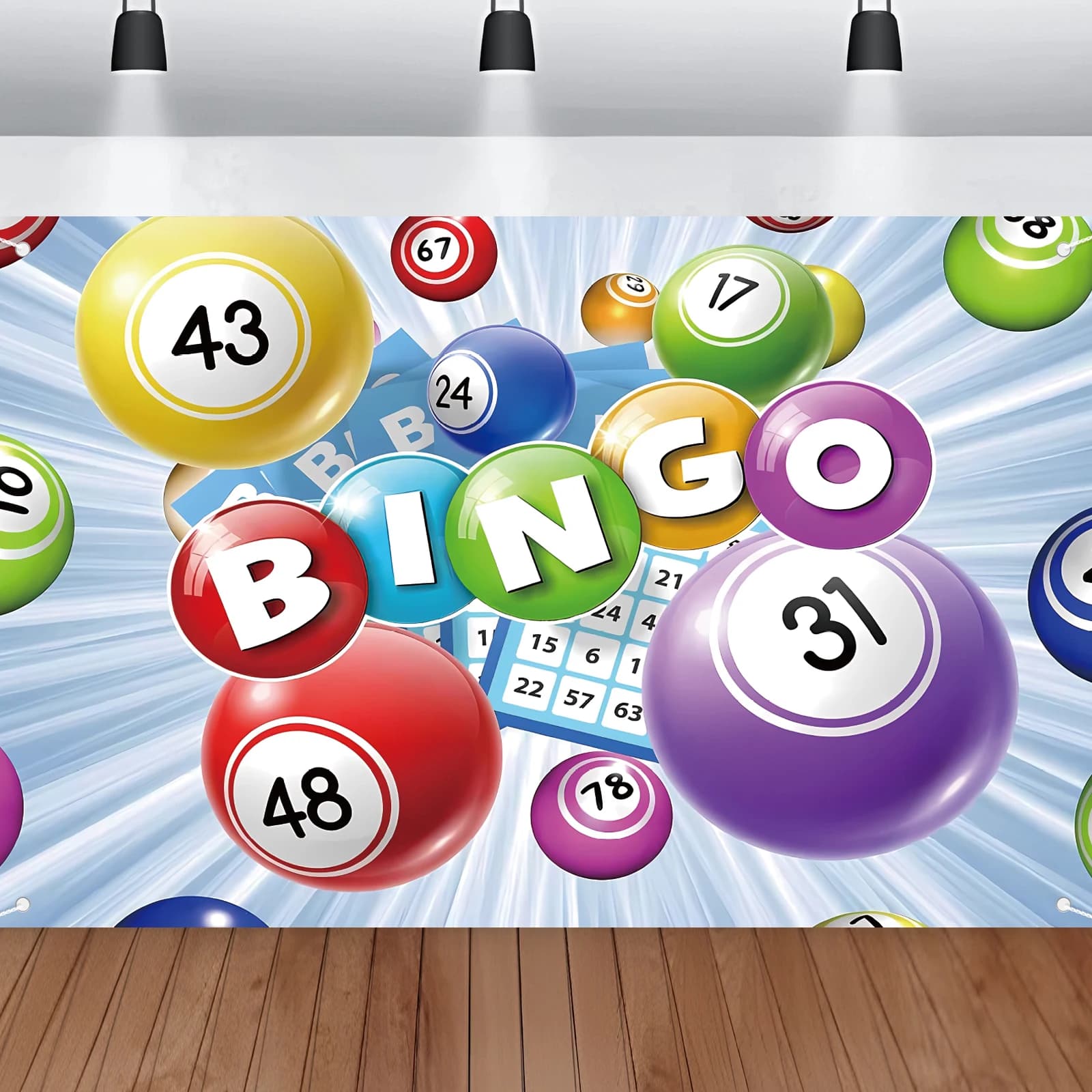 Sfondo Bingo, banner per feste Bingo Lotteria Palla vincente Gioco Carte temporali Sfondo fotografico Forniture per feste