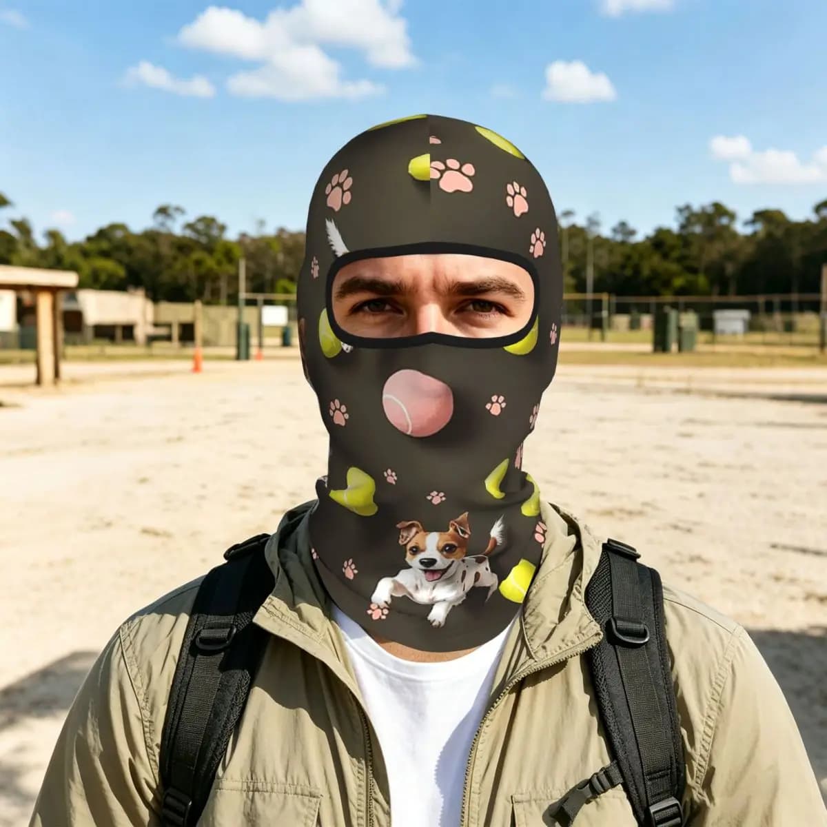 Jack Russell Terrier Dog Breathable Balaclava Full Face Mask Sun Protection Neck Gaiter For Motorcycle Cycling Fishing Outdoor