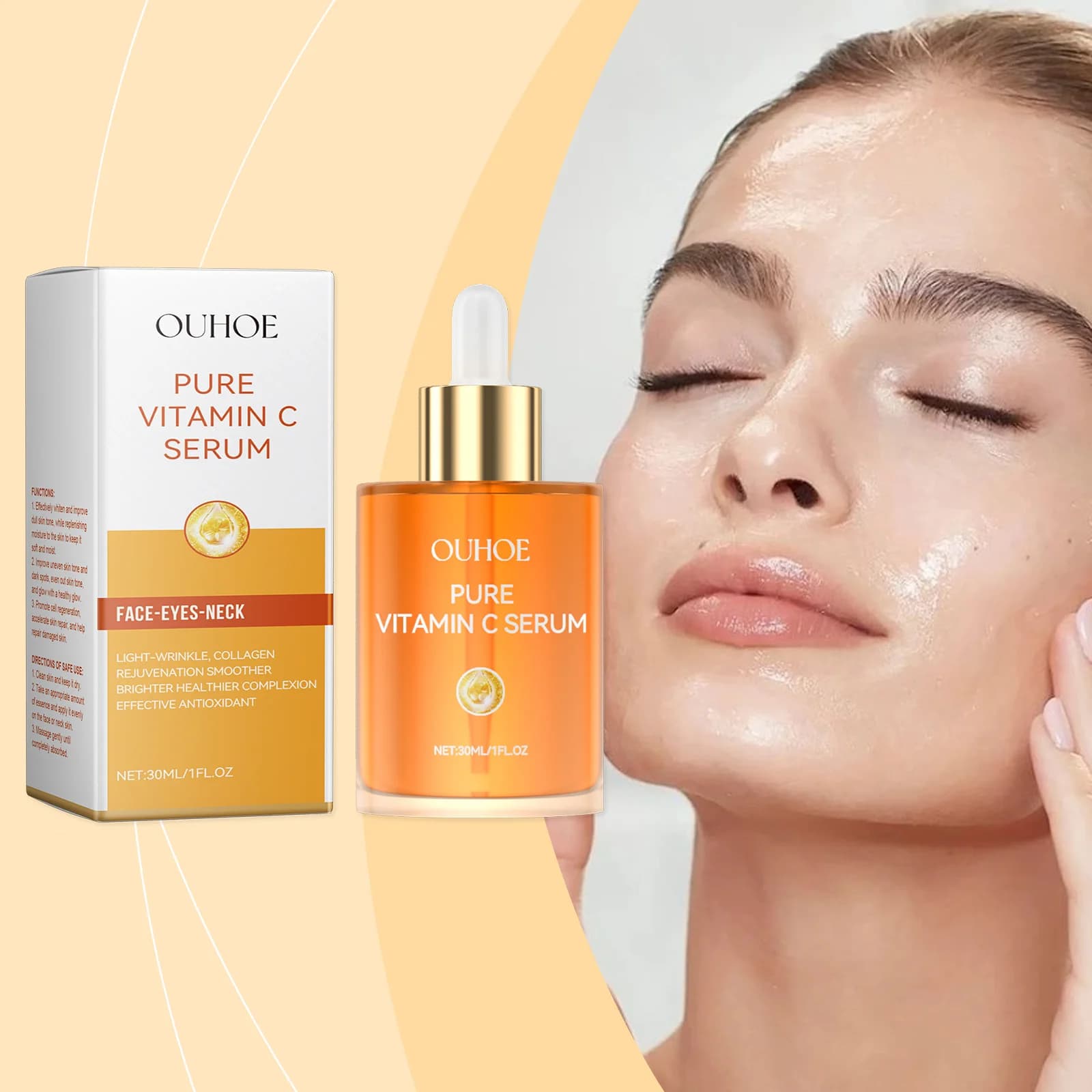 Serum to vitamin C that restricts pores, improves skin dry face, nourishes and moisturizes, illuminating essence, moisturizing and firming for skin care, 30ml
