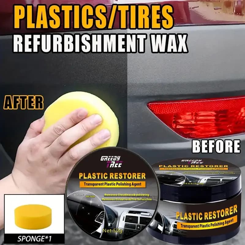 GREEDY TREE Restauratore di plastica per autoveicoli riparazioni paraurti e pannelli per finiture auto Cera rinnovante per parti in plastica interne ed esterne