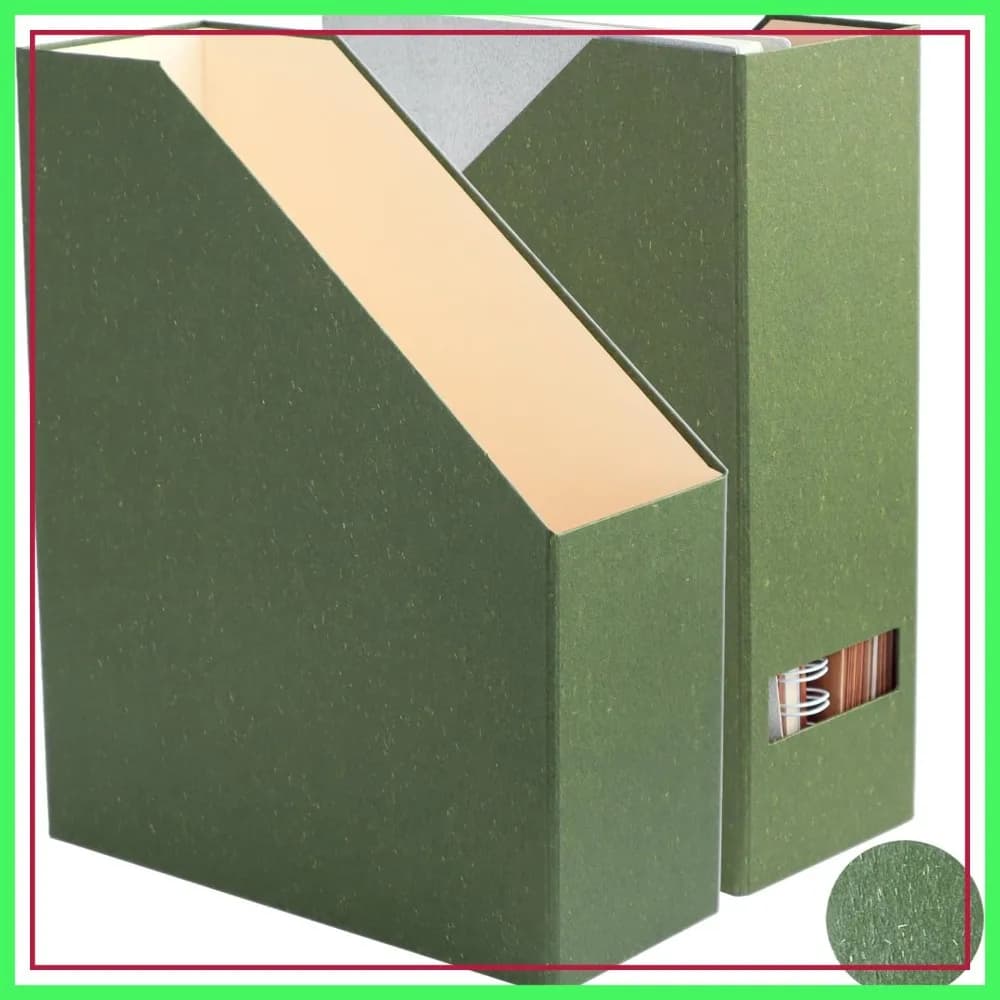 Portariviste Leaf Green, confezione da 2 - Organizzatore da scrivania, porta documenti in cartone per casa, ufficio, aula