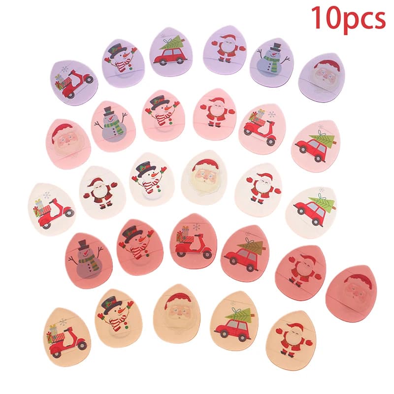 Mini applicatori cosmetici in spugna a forma di dito per Natale, 10 pezzi, piccoli applicatori per fondotinta, correttore, BB cream e cuscini d'aria.