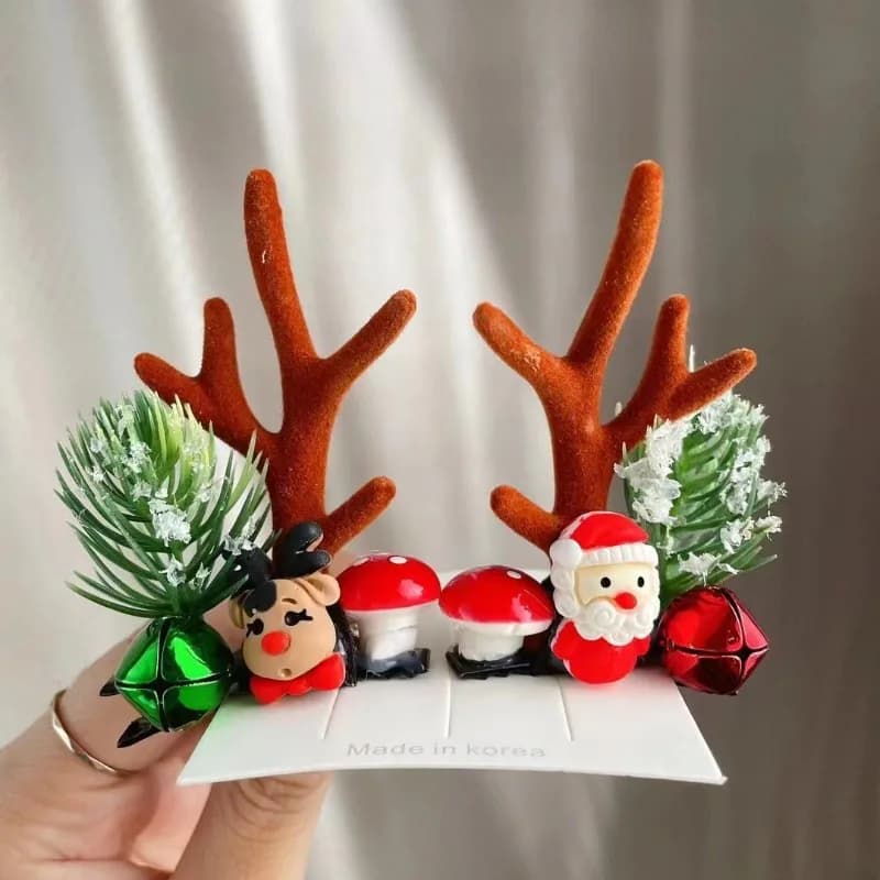 2 pezzi fermagli per capelli con corna di renna pendenti natalizi ornamenti natalizi accessori per capelli per ragazza di buon Natale per decorazioni natalizie