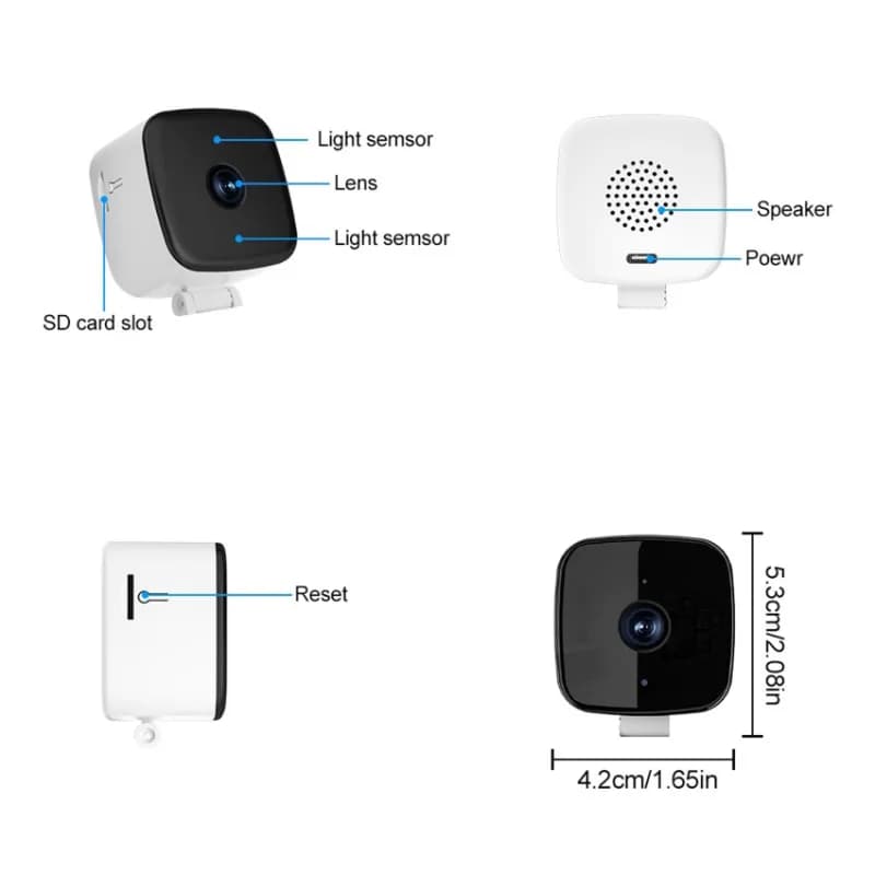 ABSY Citofono senza fili Telecamera di sicurezza per visione notturna Telecamera di sorveglianza Wifi 2MP HD 2.4G per il monitoraggio domestico degli animali domestici