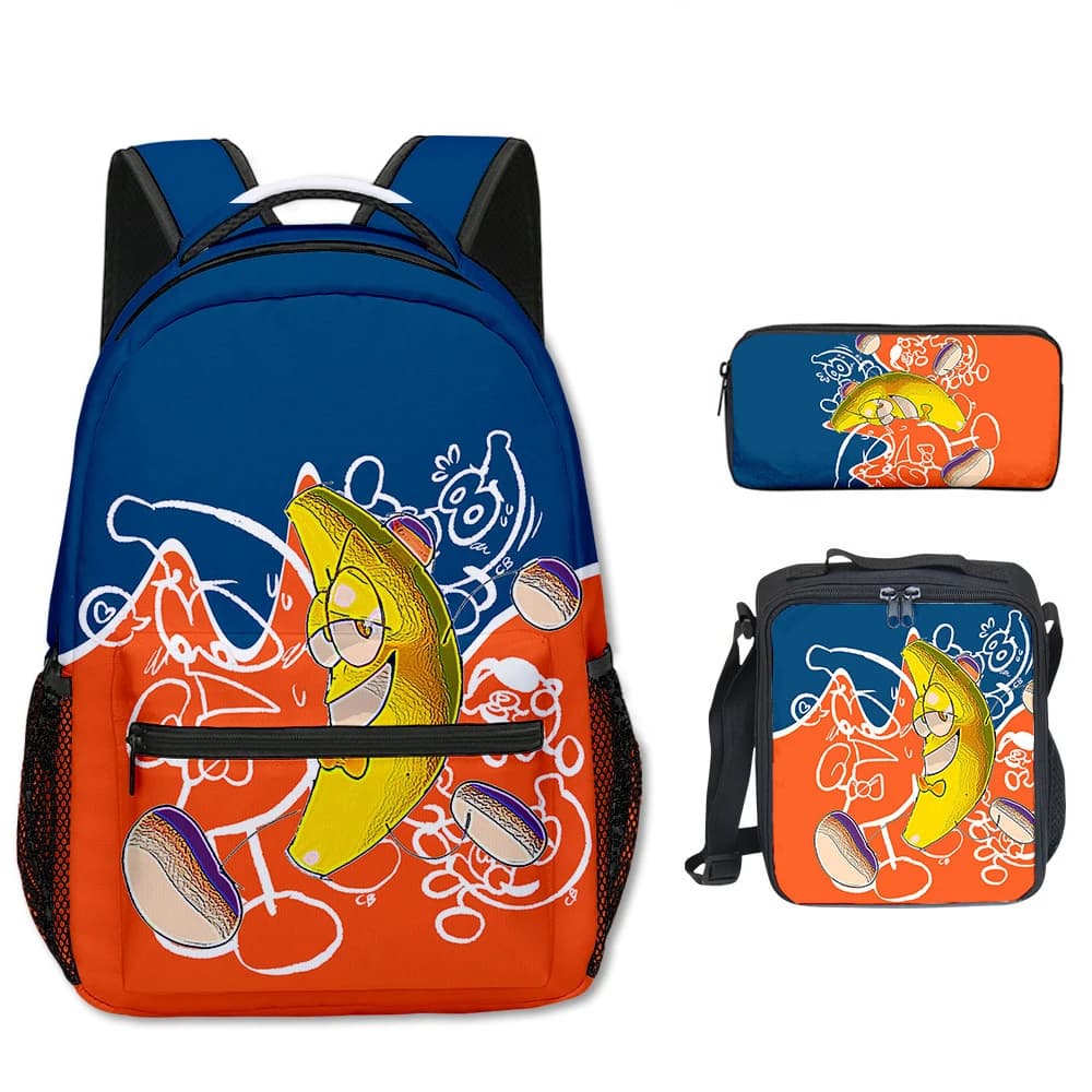Youthful shovelware Brain Game 3D Printed 3pcs/Set Student School Bags Laptop Daypack Backpack Crossbody Lunch bag Pencil Case