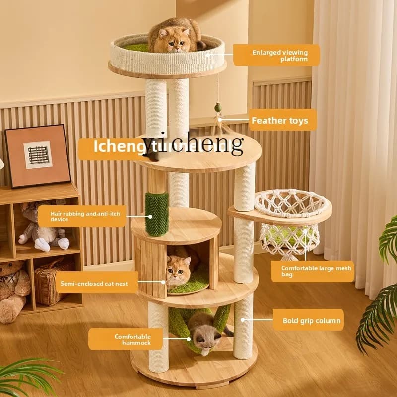 LSL Struttura da arrampicata in legno massello Nest Tree Integrato Maine Coon Ragdoll Cat Frame Giocattolo per gatti