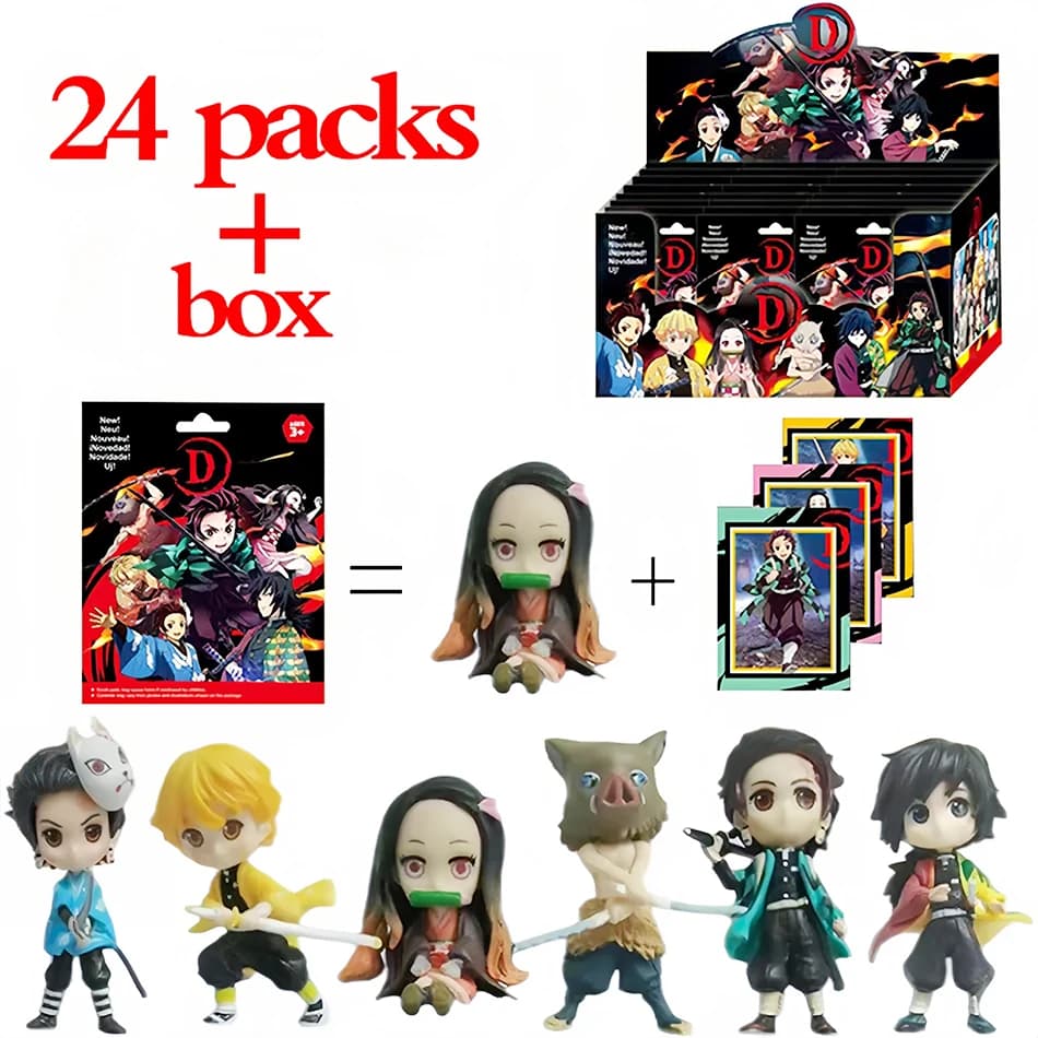 2-24pcs Anime Blind Box Demon Slayer Blade Charcoal Zhilang You Bean Shanyi Figure PVC Model Ornament Blind Box Birthday Gift