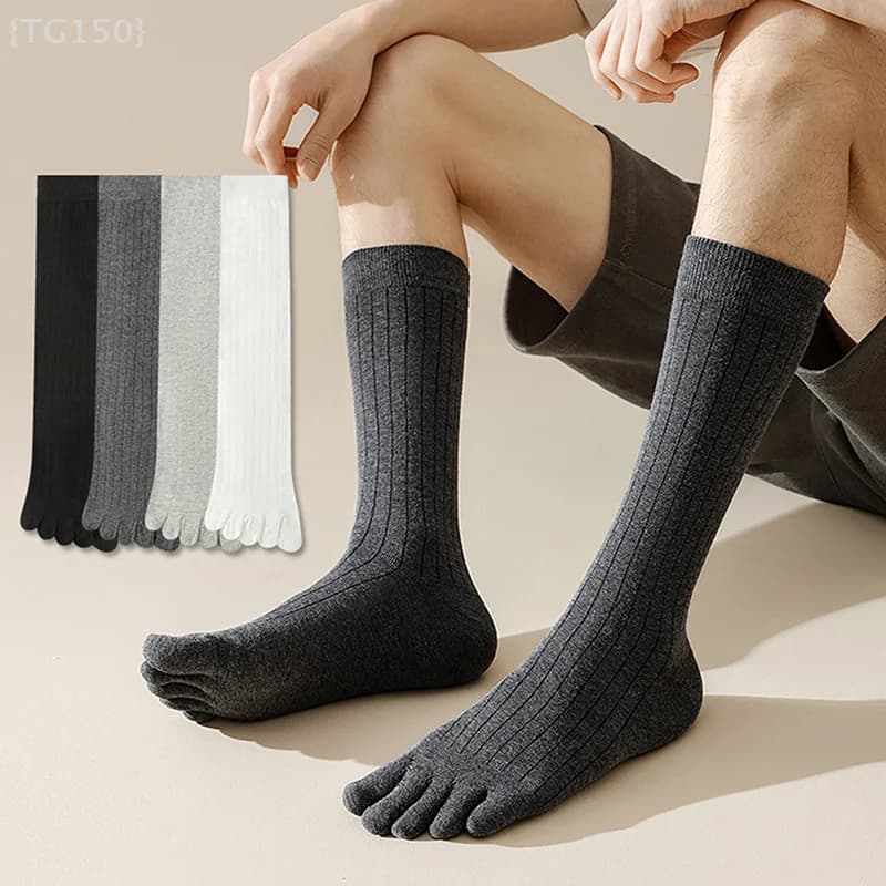 【N】Calzini da uomo per tutte le stagioni, design in cotone traspirante con scomparti separati per le dita dei piedi da lavoro