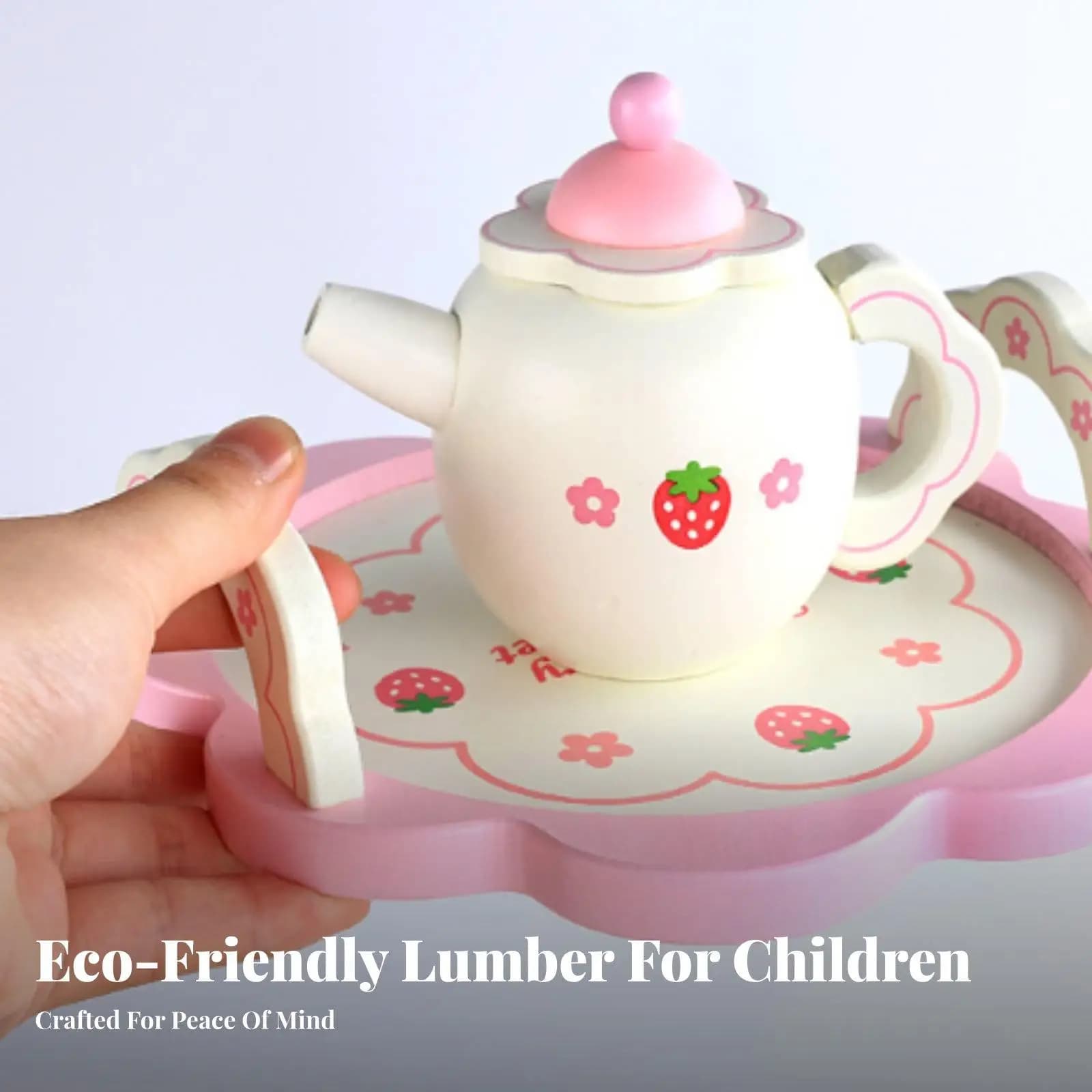 Wooden Kitchen Playset Tea Party Toy for Kids Children Pretend Cooking Educational Lemon White