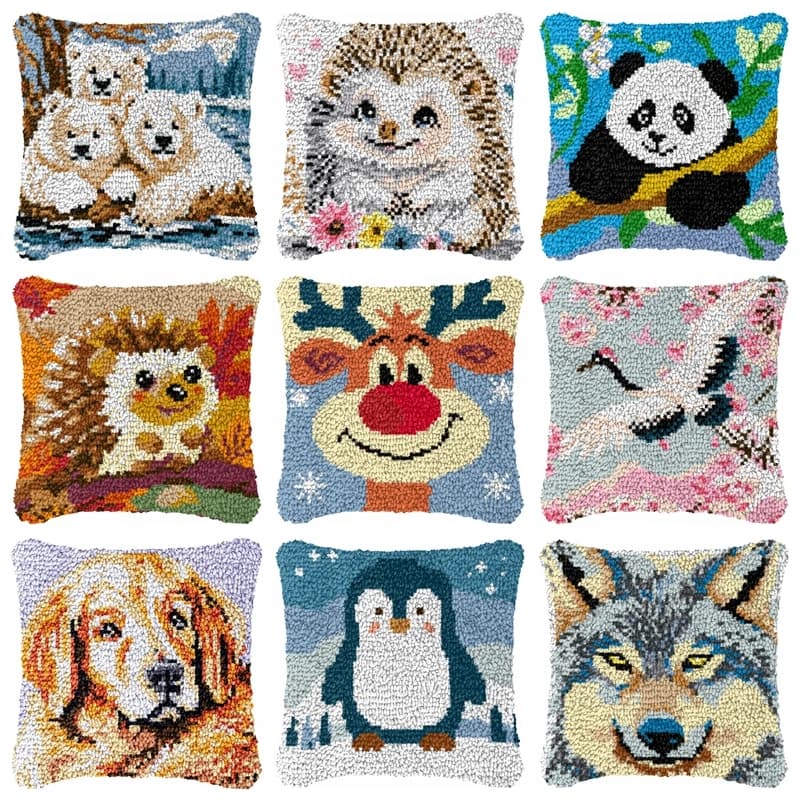 Kit gancio di chiusura con coniglio riccio Smyrna kussen Knopen Bottoni per cuscino Cuscino per bottoni Knoopkussen Pakket Coussin Decorazione all'uncinetto