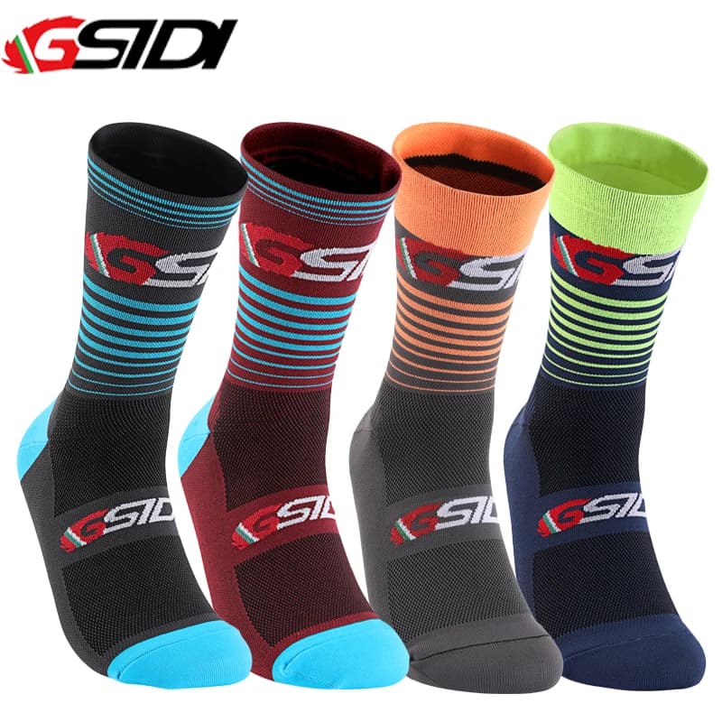 GSIDI 4 pairs of cycling socks for men and women at the ankle, breathable, breathable, breathable, with sports, racing tabs