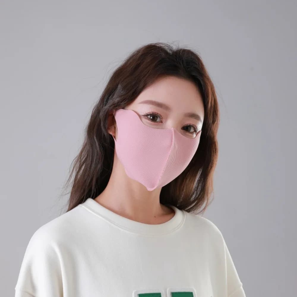 Maschera alla moda traspirante in seta ghiacciata, maschera protettiva anti-UV senza cuciture, velo per il viso unisex