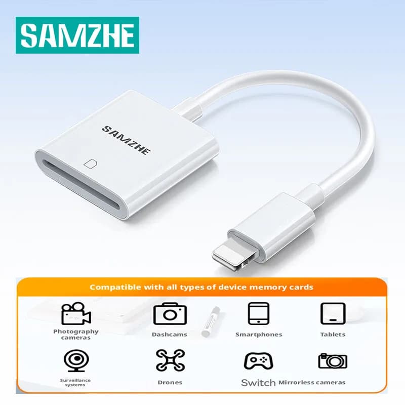 SAMZHE Lettore di Schede SD/TF 2 in 1 con Connettore Lightning, Adattatore OTG per Memoria Flash per iPhone 14 13 12 Pro Max 3.0 iPad