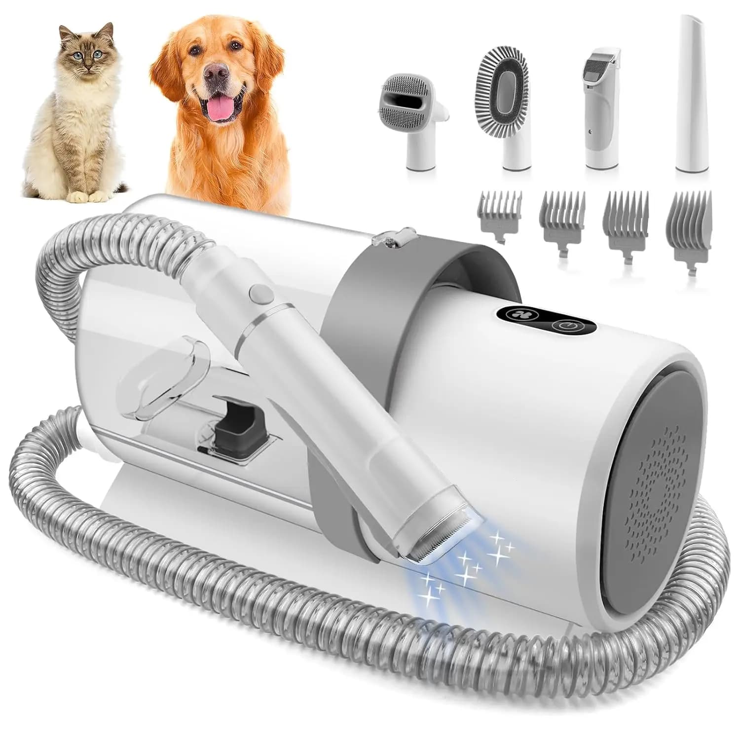 Kit Toelettatura Cani Professionale con 4 Pettini per Tosatrice, Aspirapolvere da 2,5L e 5 Strumenti per la Toelettatura degli Animali Domestici, Personalizzabile
