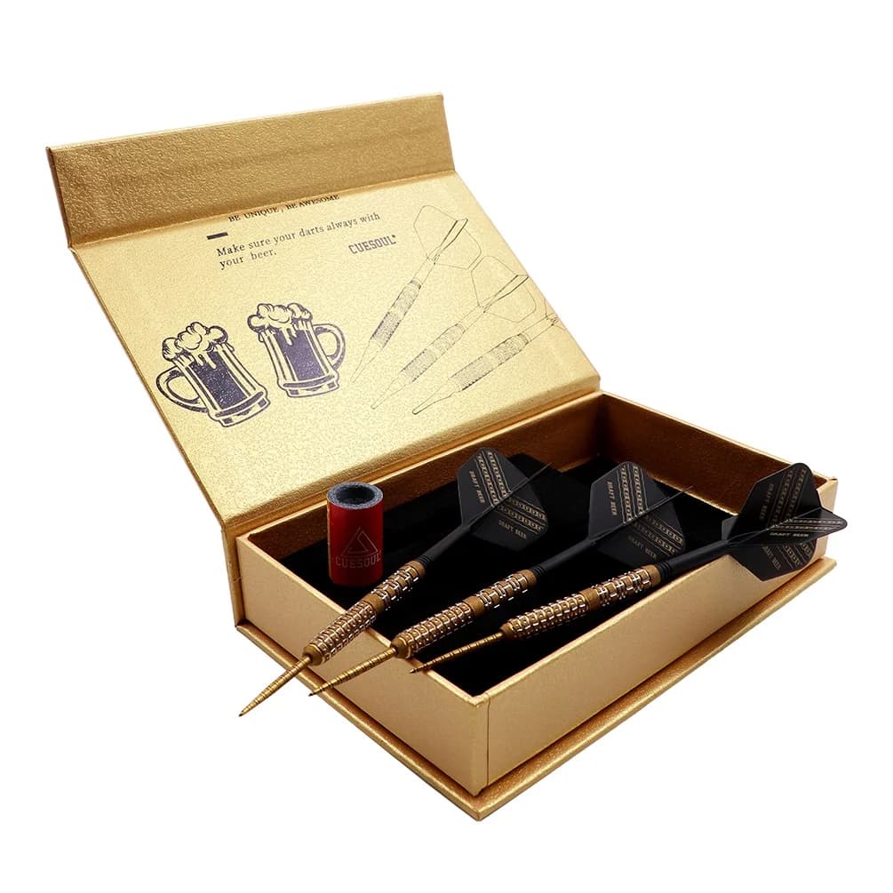CUESOUL Bozza di birra con freccette finite con pittura a olio e volo uniforme ROST - Punta in acciaio da 23 g/Punta morbida da 21 g Set di freccette al 90% al tungsteno