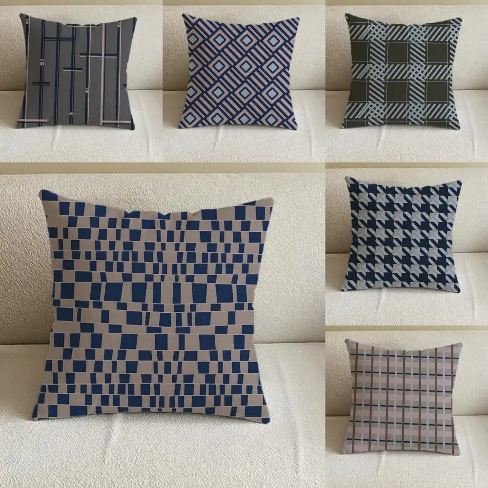 Set di Federe Decorative in Lino Naturale Stile P-Portoghese, Decorazione Completa per Divano, Camera da Letto e Sedia