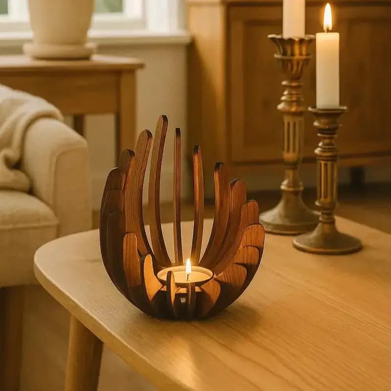 Portacandele in Legno Fai-da-Te, Decorazione Artistica Creativa per Casa ed Eventi