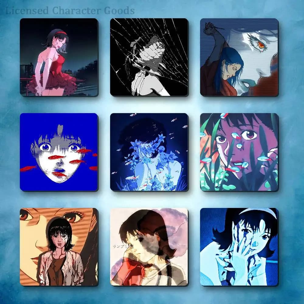 P-Perfect B-Blue M-Mima Kirigoe Refrigerator Magnets Square Tiles with Magnetic Sheets Printed for Decoration Collect 55mm