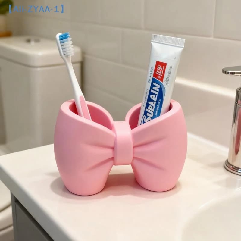 Portapenne e porta spazzolini Bow Pen And Toothbrush Holder | In plastica, autoportante, ideale per l'arredamento di camera da letto e bagno, accessori per il bagno【ZYAA-1】