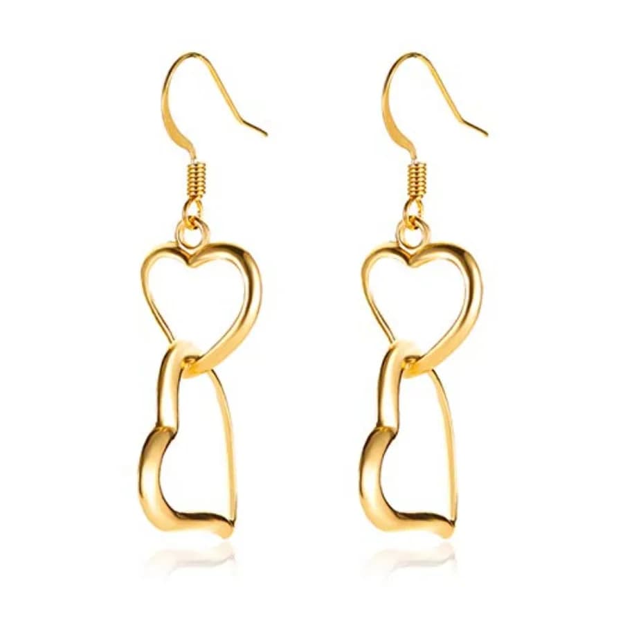 Double Love Heart Layered Earrings Elegant Silver Gold Plated Dangle Drop Hooks Earrings Jewelry Birthday Gifts for Women