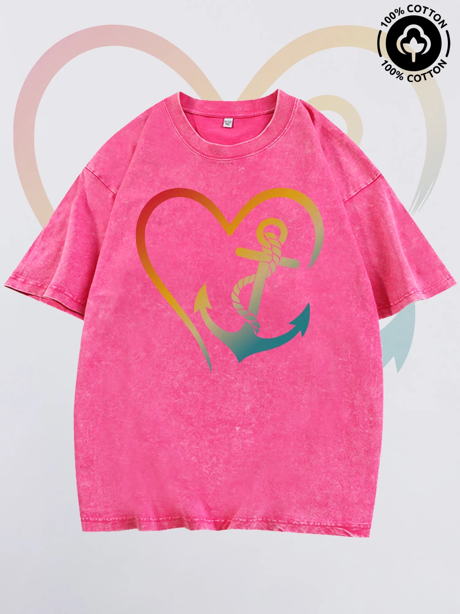 T-shirt grafica da uomo Sailor Boat Anchor, t-shirt rosa vintage in puro cotone, maglietta leggera con spalle scoperte