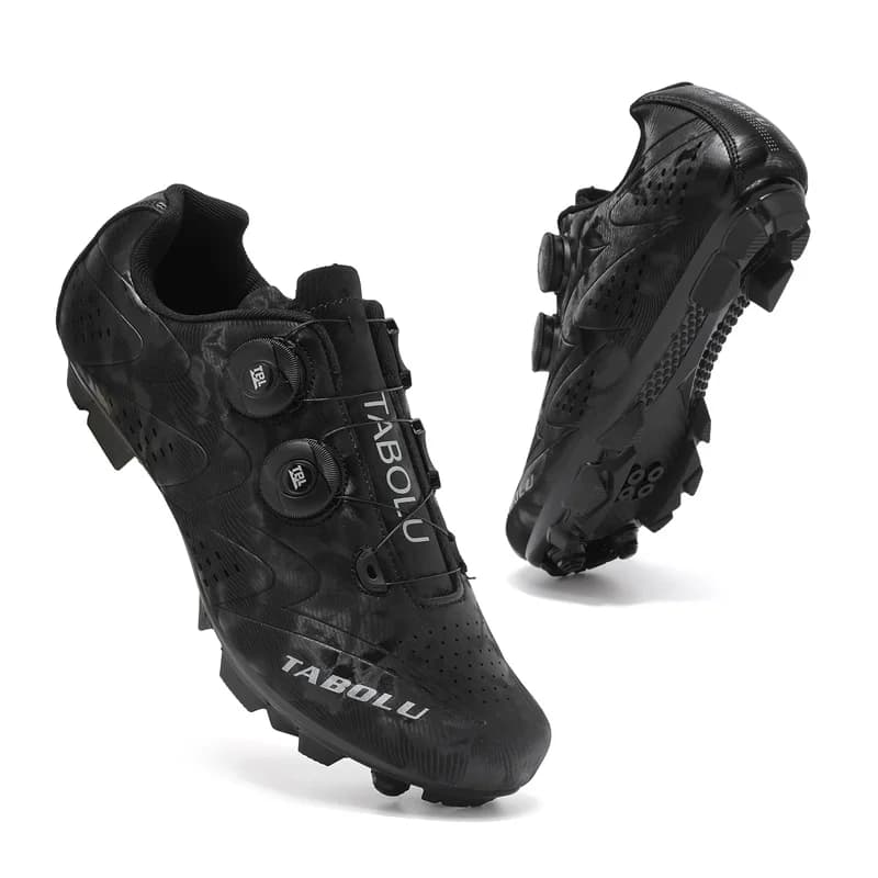 Scarpe da ciclismo MTB da uomo, per bici da corsa e mountain bike, con attacchi, per uso esterno e indoor, ad alte prestazioni