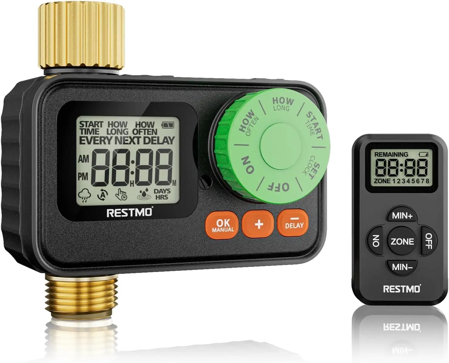 Timer Programmabile per Tubo da Giardino con Raccordi in Ottone, Irrigazione Automatica per Prato e Irrigazione a Goccia