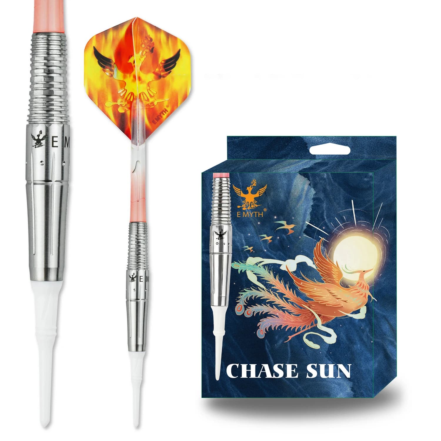 EMYTH Chase Sun Series Set da 3 Pezzi, 90% Tungsteno, Resistenti alle Cadute, 18,5g, Freccette con Punta Morbida per Competizioni e Allenamenti Studenteschi