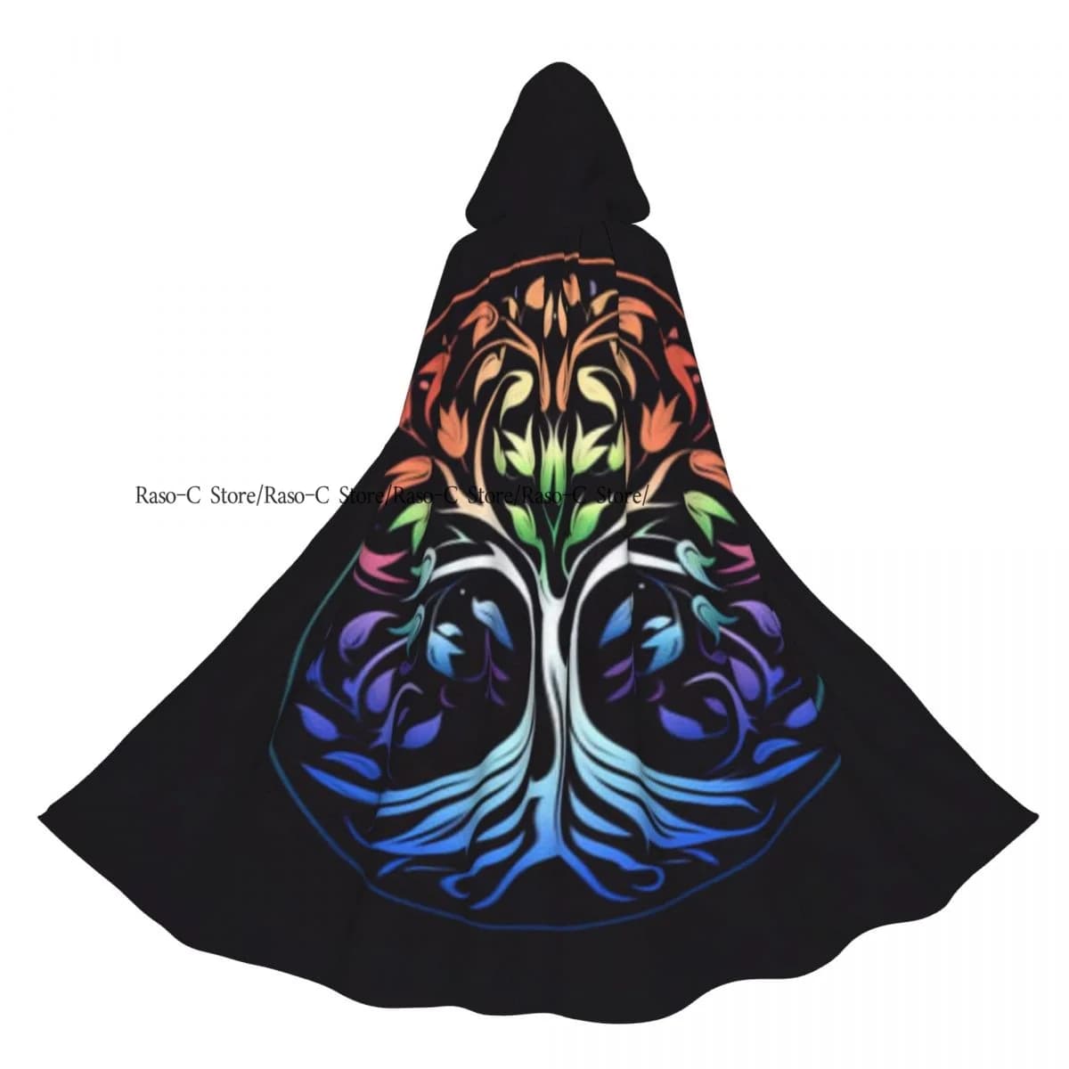 Accessorio per costume da mantello da strega unisex in poliestere con simbolo dell'albero della vita colorato